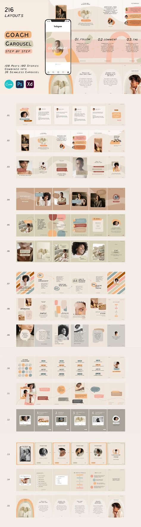 Informative Instagram Post, Instagram Carousel Design Ideas, Ig Carousel, Carousel Ideas, Insta Template, Instagram Account Ideas, Free Social Media Templates, Insta Aesthetic, Instagram Username Ideas