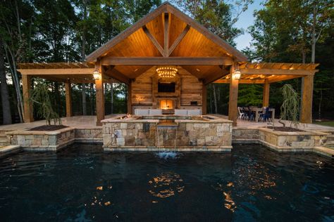 Pool Gazebo, Outdoor Living Space Design, Pool House Designs, Pool Cabana, Backyard Pavilion, Outdoor Kitchen Patio, Backyard Pool Designs, Swimming Pools Backyard, Outdoor Kitchens