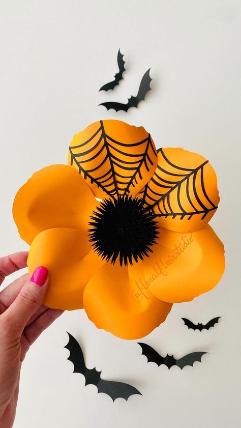 Floriona Fleischer on Reels | Urock Karaoke · Jack's Lament (From "The Nightmare Before Christmas") Throw It Back, Paper Flower Art, Paper Flower Template, Crafty Moms, Halloween Vibes, Halloween Crafts For Kids, Paper Flowers Diy, Halloween Paper, Cricut Creations