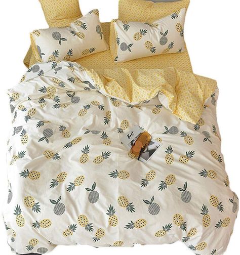 Loussiesd Kids Duvet Cover Sets for Girls Boys Teens Yellow Pineapple Bedding Set Single Size Decorative Microfiber Polyester Comforter Cover with 1 Pillow Shams, Fruit Print 2 Pcs,Zipper: Amazon.co.uk: Kitchen & Home Pineapple Bedding, Duvet Blanket, Yellow Comforter, Yellow Duvet, Girls Duvet Covers, Duvet Covers Yellow, Yellow Pineapple, Kids Duvet, Blanket Bedding