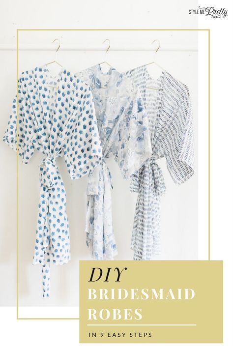 9 easy steps to seriously happy bridesmaids with this easy robe DIY for the morning of! Diy Kimono Robe Pattern, Robe Diy Pattern, Easy Kimono Pattern Diy, Diy Kimono Robe, Wedding Sewing Projects, Diy Robe Pattern, Robe Pattern Free, Easy Kimono Pattern, Robe Sewing Pattern