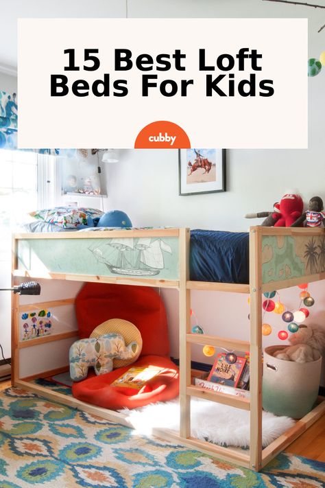 If you’re dealing with a particularly small room (or simply are someone who likes to maximize space) there’s a specific type of bed that should be on your radar: The loft bed. #loftbed #kidsbed #kidsroom #toddlerbed Low Bunk Bed Ideas, Toddler Bunk Bed Ideas, Kids Loft Beds For Small Rooms, Short Loft Bed, Low Loft Bed Ideas For Small Rooms, Twin Loft Bed Ideas For Small Rooms, Under Loft Bed Ideas Kids, Kids Loft Bed Ideas, Loft Bed Decorating Ideas