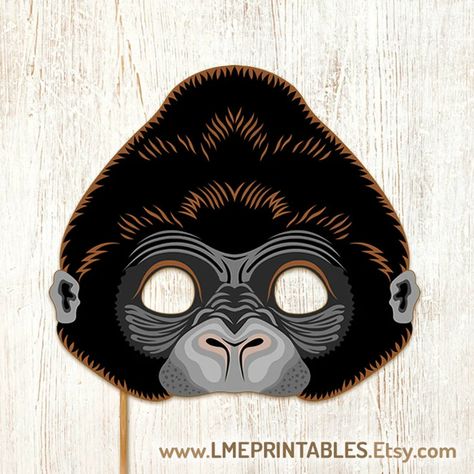 Gorilla Mask Printable Animal Monkey PDF King Kong Halloween - Etsy Argentina Gorilla Costumes, Gorilla Mask, Carnival Masquerade, Mask Printable, Sing Movie, Birthday Carnival, Printable Masks, Masks Crafts, Last Minute Costumes