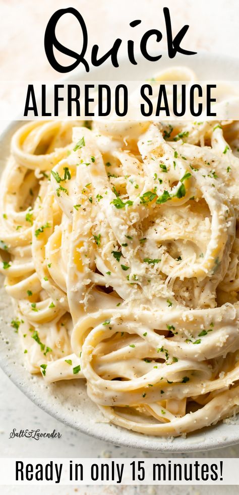 Easy Creamy Alfredo Sauce, Alfredo Sauce Recipe Without Cream Cheese, Alfredo Recipe Sauce, Simple Alfredo Recipe, Healthy Alfredo Sauce Recipe Easy, Gluten Free Alfredo Sauce Easy, Pasta Alfredo Sauce, Fettucini Sauce Homemade, Fettichini Alfredo