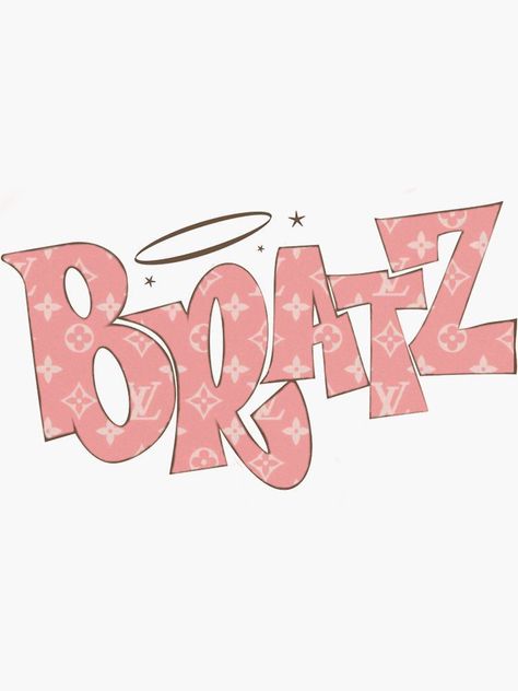 Brats Logos, Bratz Logo Drawing, Bratz Logo, Logo Lv, Pink Wall Collage, Tunnel Wallpaper, Heart Tunnel, Word Stickers, Las Bratz