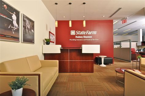 Insurance and Financial Service Office by Keita Turner, via Behance Insurance Office Design, State Farm Office, Insurance Office, Contract Interior Design, Office Decor Professional Business, State Farm Insurance, Agency Office, Office Decor Professional, Office Remodel