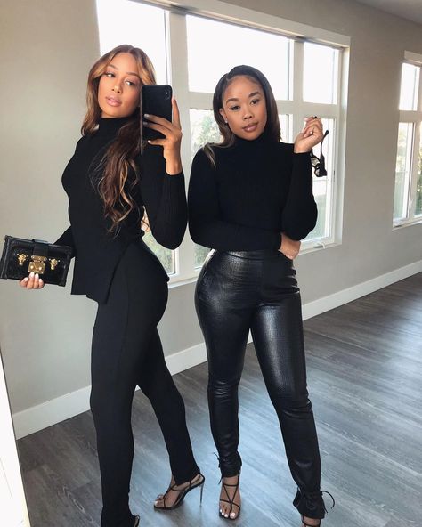 MESHKI on Instagram: “How we’re turning up to my ex’s funeral 🖤🖤 What’s the craziest thing your bestie has ever done for you? 😈👯‍♀️ @nolan.sisters wearing our…” Grad Outfits, My Ex, Blouse Outfit, Romper Pants, Low Back, Pants Outfit, Tank Shirt, Tank Top Shirt, New Black