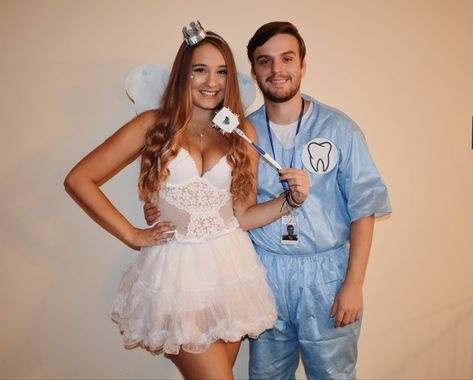 Tooth Fairy And Dentist Costume, Tooth Fairy Makeup, Dentist Costume, Halloween Casal, Tooth Fairy Costumes, Couples Costumes Creative, Halloween Couple, Couple Costumes, Couples Halloween Outfits