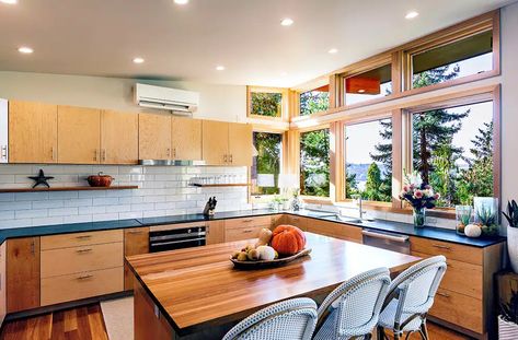 Bainbridge Island - Stillwater Dwellings Kitchen Island Range Hood, Kitchen Island Range, Kitchen Island With Cooktop, Island With Stove, Kitchen Island With Stove, Custom Kitchen Remodel, Island Cooktop, Cottage Kitchen Design, Kitchen Vent