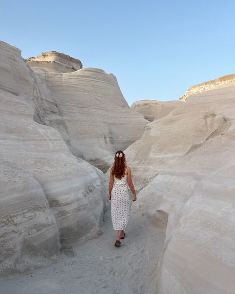 Exploring beautiful Sarakiniko beach! Would highly recommend coming down to watch sunrise from here 🫶🏻 Dress is @realisationpar Sarakiniko Beach, Travel, Instagram