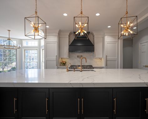 Style Kitchen Cabinets, Modern Style Kitchen, Gold Cabinet Hardware, Paint Cabinets White, Black White Kitchen, Modern Kitchen Remodel, Kitchen New York, Kitchen Cabinet Styles, Kitchen Cabinet Hardware