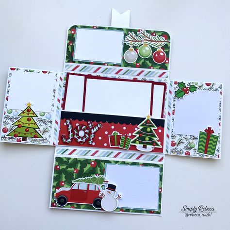 Scrapbook Albums Tutorial, Scrapbooking Mini Album, Mini Album Scrap, Pop Up Flower Cards, Christmas Mini Albums, Santa Mini, Diy Mini Album, Diy Scrapbook Album, Almost Christmas