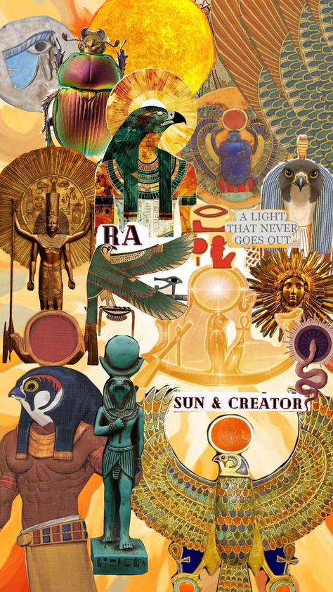 Egyptian Sun God Ra #ra #ancientegypt #sungod Egyptian Mythology Aesthetic, Egyptian Aesthetic Ancient Egypt, Egypt Poster Design, Ra Sun God, Ra Egyptian God, Ra Kartini, Egyptian Sun God, Arabic Aesthetic, Egyptian Sun