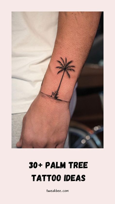 Palm Tree Tattoo Palm Tree Tattoo Ideas, Palm Tree Tattoos, Tree Tattoo Ideas, Tree Tat, Fierce Tattoo, Barcode Tattoo, Tropical Tattoo, Island Tattoo, Flamingo Tattoo