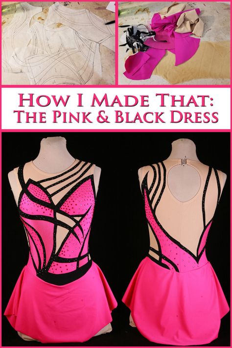 Black Figure Skating Dress, Figure Skating Dress Patterns, Dancewear Patterns, Ice Skating Competition Dress, Skating Dress Patterns, Sewing Spandex, Roller Skating Dress, Majorette Costumes, Baton Twirling Costumes