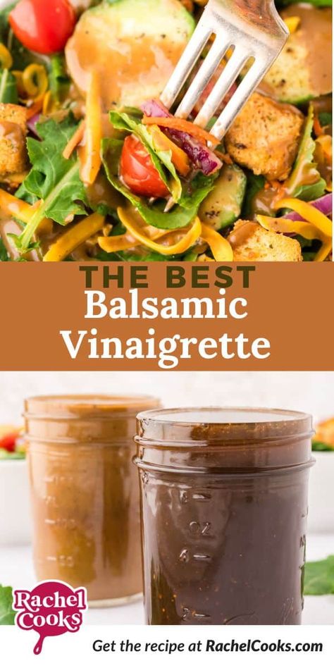 Consider this balsamic vinaigrette recipe your new house dressing. With just a few pantry staple ingredients, this will be your go-to anytime you make a salad! Vinegrette Recipe, Balsamic Vinaigrette Dressing Recipe, Balsamic Dressing Recipe, Balsamic Vinegar Dressing, Vinaigrette Dressing Recipe, Homemade Balsamic Vinaigrette, Vinegar Salad Dressing, Salad With Balsamic Dressing, Balsamic Vinaigrette Dressing