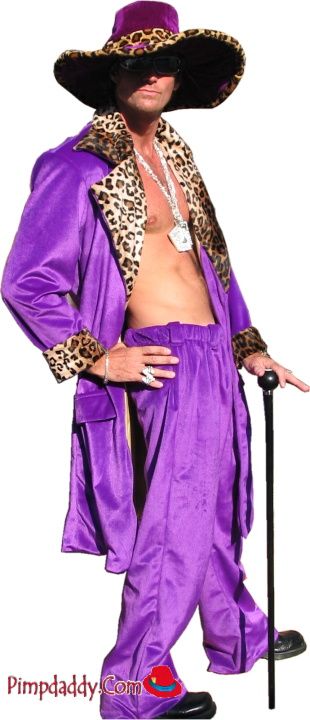 Pimp Named Slickback Costume, Pimp Outfits Men, Pimp Outfit Women, Pimp And Hooker Costume, Pimp Costume For Women, Pimp Outfits, Pimp Costume, Suit Purple, Male Outfits