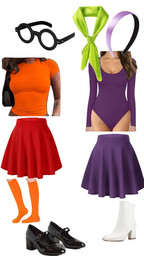 Velma Halloween Costume, Velma Costume, Church Halloween, Easy Halloween Costumes For Women, Daphne Costume, Daphne And Velma, Duo Costumes, Trio Halloween Costumes, Halloween Coustumes