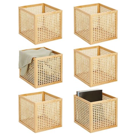 PRICES MAY VARY. STORAGE MADE SIMPLE: Bring a natural look to pantry shelves and countertops while maximizing storage space with this cube organizer bin; Store everyday items in this elevated bin that features a durable frame and natural cane panels; This storage solution is ideal for storing dry goods in the pantry or works as a catchall for household essentials including blankets, linens, books, magazines, and more; Use side by side or use separately to create a customizable storage solution; Cane Kitchen, Living By Design, Under Kitchen Sink Organization, Pantry Bin, Square Storage, Organize Everything, Clothes Closet Organization, Cube Organizer, Pantry Shelf