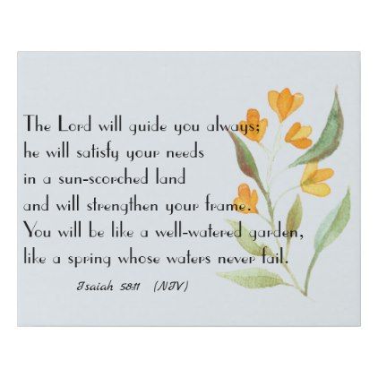 Lord Will Guide You Faux Canvas Print - spring gifts style season unique special cyo Niv Bible, Comfort Quotes, Light Blue Background, Christian Bible Verses, Christian Bible, Corner Designs, Orange Flowers, Verse Quotes, Bible Verses Quotes