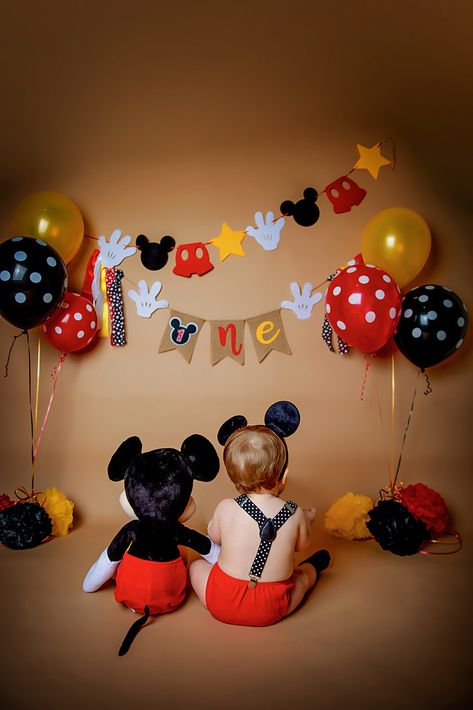 Mickey Mouse Cake Smash, Themed Cake Smash, Mickey First Birthday, Mickey 1st Birthdays, Mickey Mouse Bday, Mickey Mouse Themed Birthday Party, Mickey Mouse Photos, Mickey Mouse First Birthday, Photography Studio Setup