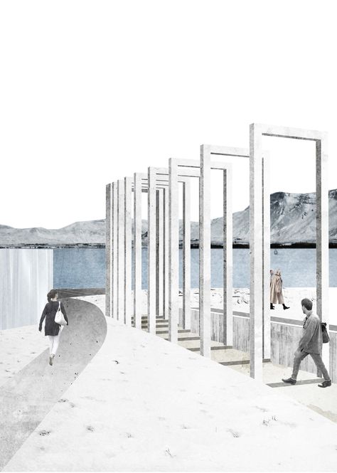 Transition Transition Space Architecture, Architecture Threshold, Gallery Concept, Architectural Graphics, Drawing Architecture, Atmospheric Phenomenon, Architectural Visualization, Arctic Circle, Space Architecture