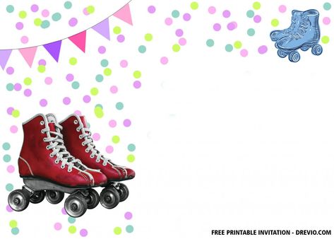 FREE Printable Roller Skates Invitation templates | Download Hundreds FREE PRINTABLE Birthday Invitation Templates Roller Skate Invitations, Skate Invitations, Small Flags, Disney Invitations, Birthday Disney, Free Invitation Templates, Roller Skates, Roller Skating, Templates Free