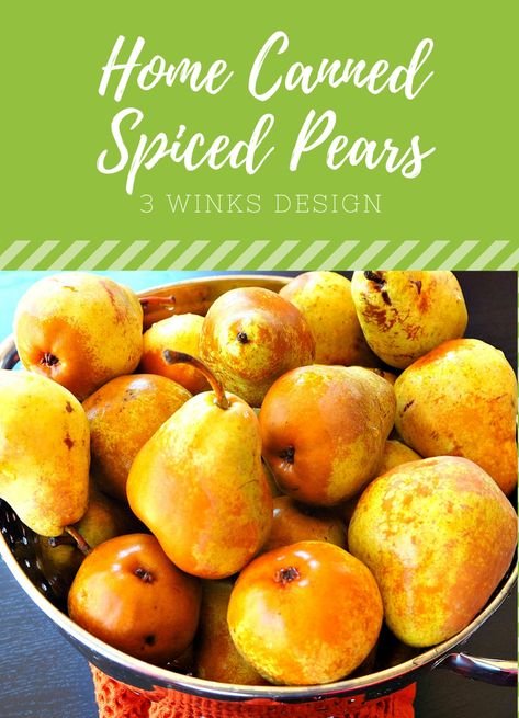 Hot or Raw Pack Canning? Plus Fabulous Spiced Pears! - 3 Winks Design Canning Spiced Pears, Spiced Pears Canned, Raw Pack Canning, Spiced Pears, Pickled Pears, Canning Pears, Canned Pears, Pear Ginger, Sliced Pears