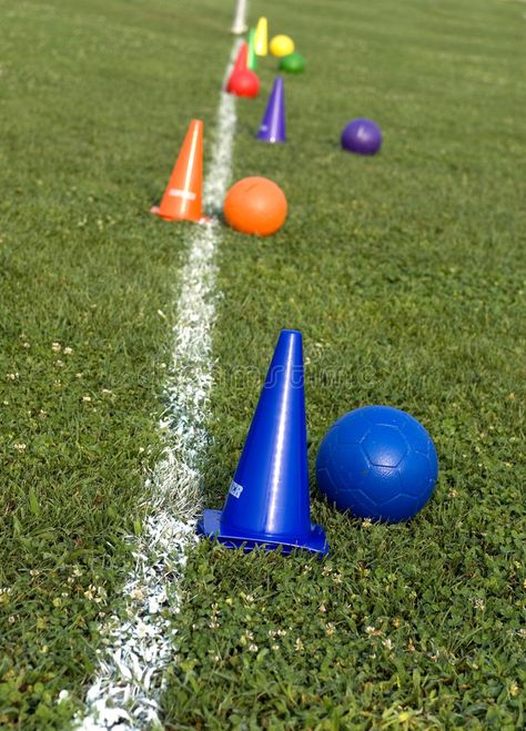 Soccer day at school. Cones and soccer balls are laid out in a field for gym tim , #SPONSORED, #Cones, #soccer, #school, #Soccer, #day #ad Party Outdoor Games, Ball Activity, Field Day Games, Weird Ideas, Middle Childhood, Paper Fire, Fitness Friday, Kids Obstacle Course, Pe Activities