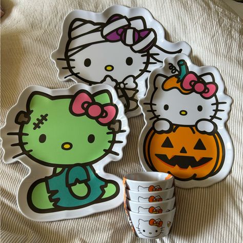 Hello Kitty Halloween Bundle: Hello Kitty Frankenstein Plate Hello Kitty Mummy Plate Hello Kitty Pumpkin Plate 4pk Hello Kitty Candy Corn Bowls Hello Kitty Frankenstein, Hello Kitty Candy, Fall Core, Kitty Pumpkin, Hello Kitty Pumpkin, Happy Friday The 13th, Hello Kitty Gifts, Silly Shirt, Hello Kitty Shoes