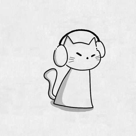 Singing Cat Drawing, Cat Listening To Music Drawing, Songs Doodle, Cat Listening To Music, Radio Drawing, Headphones Tattoo, Headphones Art, Music Doodle, Better Call Saul Breaking Bad