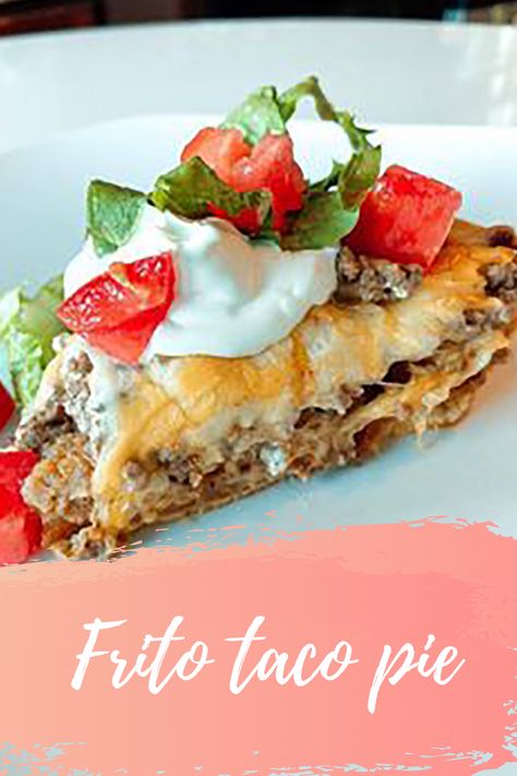 Supper Ideas For Kids, Frito Taco Pie, Quick Supper Ideas, Taco Pie Recipes, Seasoned Sour Cream, Ground Beef Chili, Meal Rotation, Taco Pie, Spicy Tacos