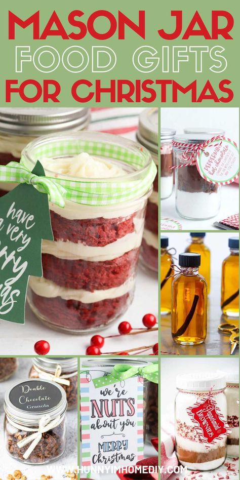 If you're looking for the best DIY Christmas gifts, you can't go wrong with these food gifts in a jar. Make all your homemade Christmas gifts in mason jars and add some free printable gift tags to create adorable presents for your friends, neighbors, teachers, and coworkers this holiday season. Mason Jar Christmas Gifts For Coworkers, Mason Jar Desserts Gifts, Holiday Mason Jar Gifts, Mason Jar Mixes Gifts, Mason Jar Recipe Gifts, Gifts In A Jar Ideas Diy, Homemade Food Gifts In A Jar, Food Gifts In A Jar, Homemade Christmas Gifts Food