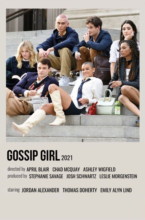 minimal polaroid series poster for gossip girl (2021 reboot) Gossip Girl Polaroid Poster, Gossip Girl2021, Gossip Girl Poster, Gossip Girl 2021, Julien Calloway, Gossip Girl Season 1, Gossip Girl Series, Gossip Girl Cast, Tv Posters