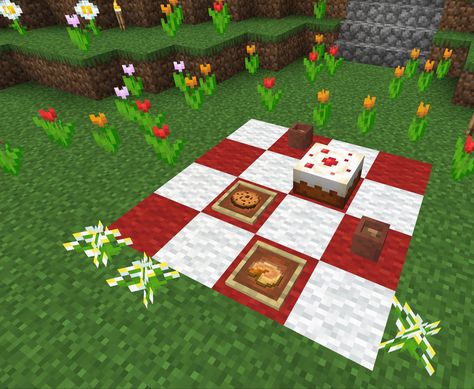 Picnic Basket Minecraft, Minecraft Picnic Basket, Picnic Spot Minecraft, Picnic Table Minecraft, Picnic Area Minecraft, Minecraft Picnic Ideas, Minecraft Picnic Table, Minecraft Date Ideas, Minecraft Date