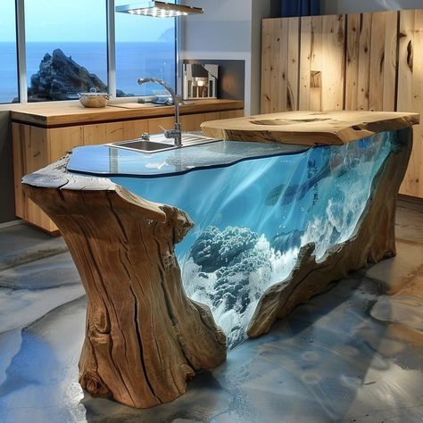 Weird Furniture, Kitchens Ideas, Island Crafts, Themed Kitchen, Unique Furniture Pieces, Coastal Colors, Unique House Design, Fantasy Homes, Branch Decor