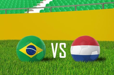 Brazil vs netherlands in stadium | Premium Photo #Freepik #photo Brazil Vs Portugal, Brazil Vs Germany, Brazil Vs Argentina, Black Panther Art, Premium Photo, Serbia, 1 Million, Croatia, Wales