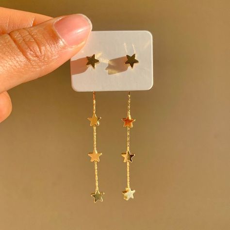 Silver Star Earrings, Drop Earrings Gold, Jewelry Accessories Ideas, Jewelry Lookbook, Funky Jewelry, Fancy Jewelry, Girly Jewelry, Jewelry Inspo, Gold Drop Earrings