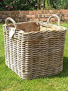 Very Strong Excellent Quality Lined Square Log Basket / Storage Basket: Amazon.co.uk: Kitchen & Home Log Storage, Log Basket, Square Basket, Log Baskets, Square Baskets, Log Fires, Wood Basket, Stove Accessories, Basket Storage