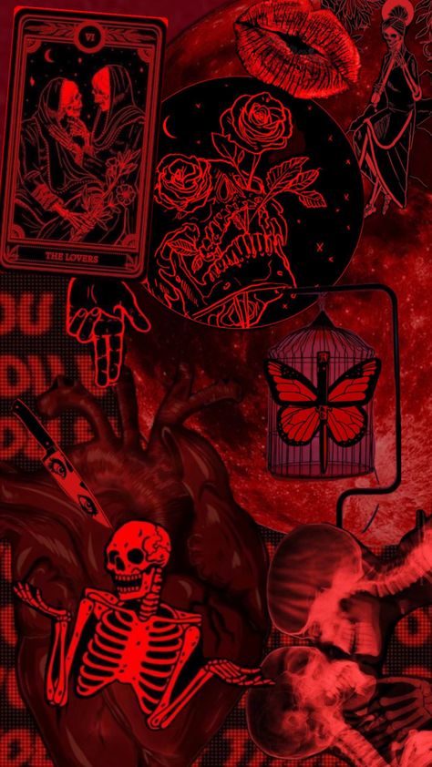 #red #college #black #vibes #skeleton Asthetic Red Picture, Red Halloween Wallpaper, Red Skeleton Wallpaper, Halloween Red Wallpaper, Red Halloween, Red Skeleton, Black And Red Skeleton, Red Aesthetic Skeleton, Red Skull Wallpaper Aesthetic