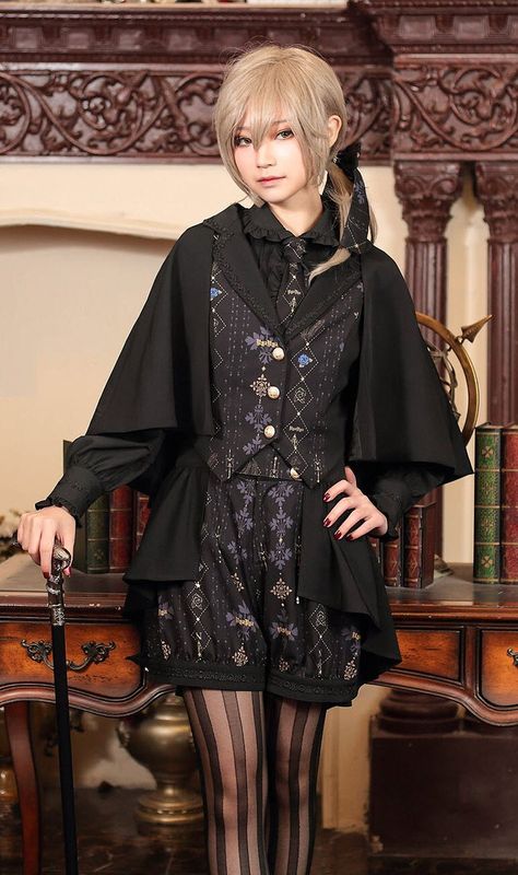 Kodona Fashion, Boy Styles, Cape Set, 일본 패션, Lolita Outfits, Harajuku Fashion, Fantasy Fashion, Lolita Dress, Gothic Lolita