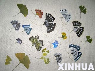 The Ginkgo Pages Forum - Blog: Painting: butterflies and Ginkgo leaves Ginko Leaves Painting, Ginko Pattern, Ginko Leaf Butterflies, Embroidered Ginko Leaf, Pressed Ginkgo Leaves, Painting Butterflies, Ginko Leaves, Ginkgo Tree, Ginkgo Leaves