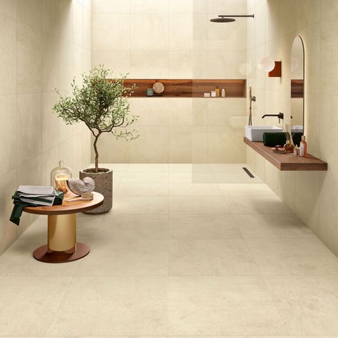 Hybrid | Products | Margres - Ceramic Tiles Modern Beige Bathroom, Chic Bathroom Decor, Window In Shower, White Bathroom Designs, Brick Decor, Bathroom Inspiration Modern, Apartment Makeover, Beige Bathroom, Tiny House Interior