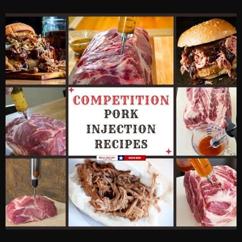 Elevate your your smoked pork shoulder, leans roasts, and thick cut chops with these competition style pork injection marinades! Pork Loin Injection Recipe, Meat Injection Recipe, Smoked Pork Roast, Chuck Roast Recipes, Pork Rub, Lean Pork, Smoked Beef, Pulled Pork Recipes, Pork Loin Roast