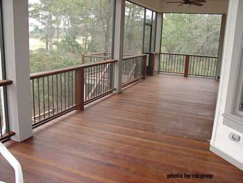 Brazilian walnut porch flooring & pretty railing Ipe Decking, Wood Porch, Laying Decking, Ipe Wood, Porch Railing, Porch Flooring, House Deck, Deck Plans, Diy Deck