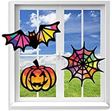 Halloween Crafts for Kids ~ Over 20 kids crafts to get you inspired! - Twitchetts Window Art Classroom, Paper Suncatchers, Suncatchers Craft, Halloween Party Craft, Paper Sun, Creative Art Projects, Diy Kids Art, Halloween Paper Crafts, Stained Glass Effect