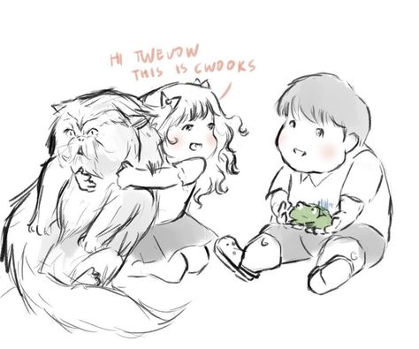 Lyra Granger-Malfoy and Ollie Parkinson-Longbottom have a pet day 🐸🐱 Lyra Malfoy, Achilles And Patroclus, Pet Day, Harry Potter, Humanoid Sketch, Zelda Characters, Pet, Tumblr, Anime