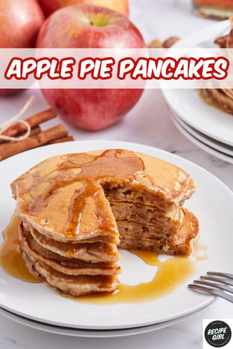 Apple Pie Pancakes recipe from RecipeGirl.com #apple #pie #pancakes #recipe #RecipeGirl Homemade Pancake Syrup, Apple Pie Pancakes, Baked Ziti With Sausage, Apple Pie Filling Recipes, Fall Fun Food, Amazing Meals, Pie Filling Recipes, Apple Pancakes, Apple Pie Filling