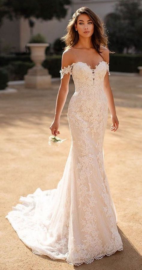 Off Shoulder Wedding Dress, Fit And Flare Wedding Dress, Cute Wedding Dress, Wedding Dresses Strapless, Gorgeous Wedding Dress, Couture Wedding, Dresses 2020, Crystal Design, Best Wedding Dresses