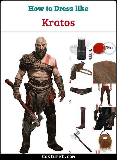 Kratos Halloween Costume, Cosplay Ideas Men, Kratos Costume, Arm Harness, Loin Cloth, Costumes 2023, Fake Mustaches, Son Of Zeus, Halloween Couple